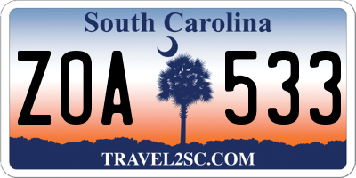 SC license plate ZOA533