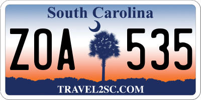 SC license plate ZOA535