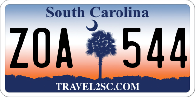 SC license plate ZOA544