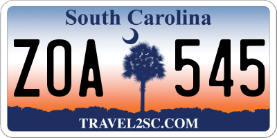 SC license plate ZOA545