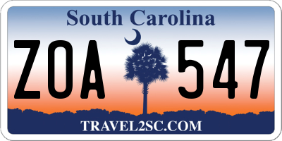 SC license plate ZOA547