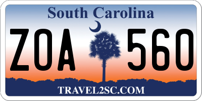 SC license plate ZOA560