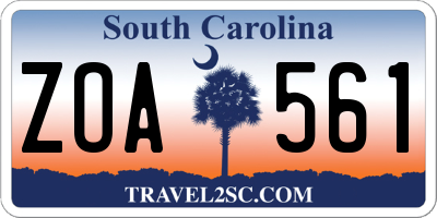 SC license plate ZOA561