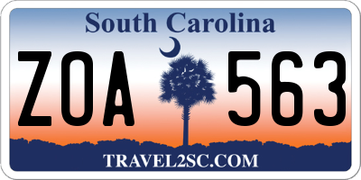SC license plate ZOA563