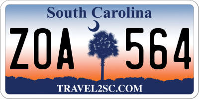 SC license plate ZOA564