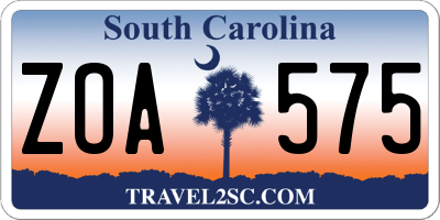 SC license plate ZOA575