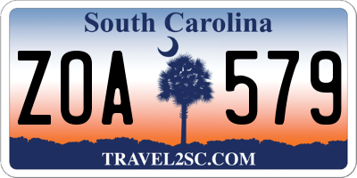 SC license plate ZOA579