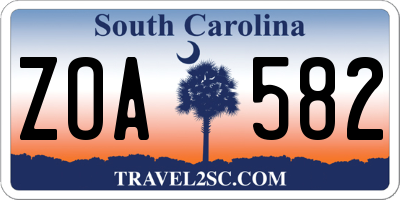 SC license plate ZOA582