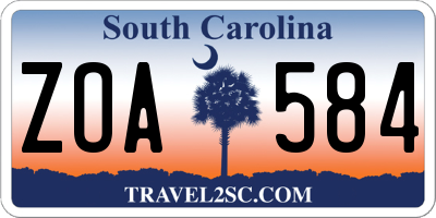 SC license plate ZOA584