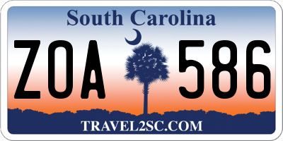 SC license plate ZOA586