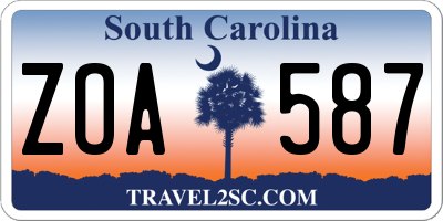 SC license plate ZOA587