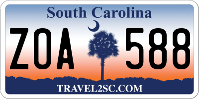 SC license plate ZOA588