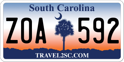 SC license plate ZOA592