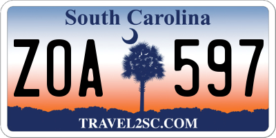 SC license plate ZOA597