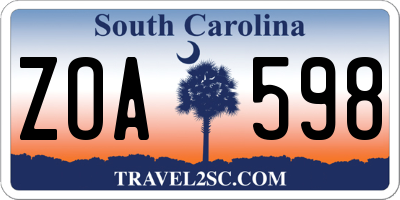 SC license plate ZOA598