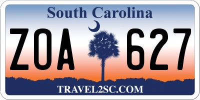 SC license plate ZOA627
