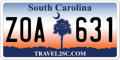SC license plate ZOA631