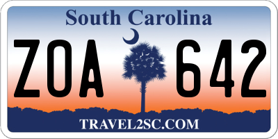 SC license plate ZOA642
