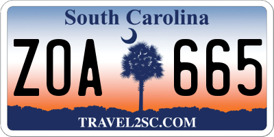SC license plate ZOA665