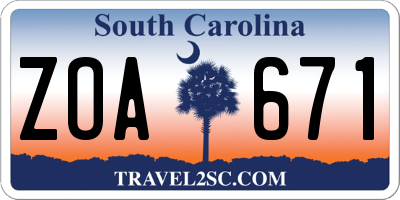 SC license plate ZOA671