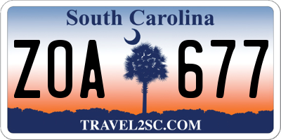 SC license plate ZOA677