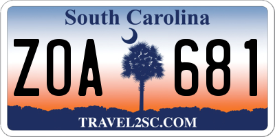 SC license plate ZOA681