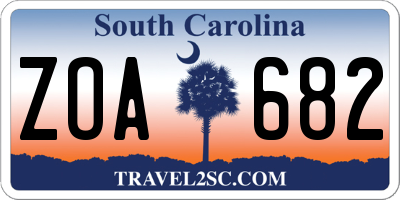 SC license plate ZOA682