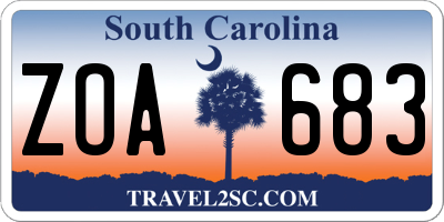 SC license plate ZOA683