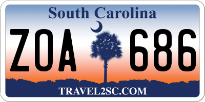 SC license plate ZOA686