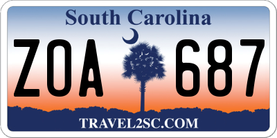 SC license plate ZOA687
