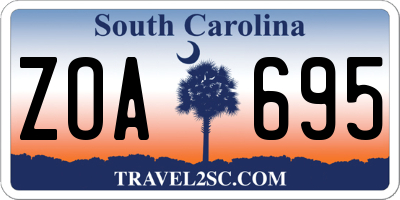 SC license plate ZOA695