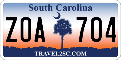 SC license plate ZOA704
