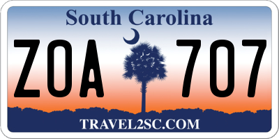 SC license plate ZOA707