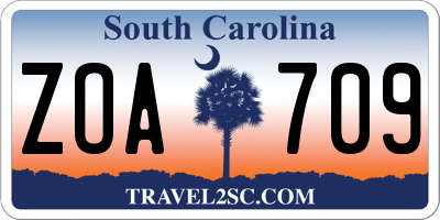 SC license plate ZOA709
