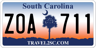 SC license plate ZOA711