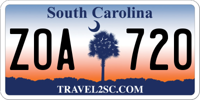 SC license plate ZOA720