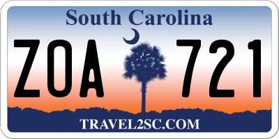 SC license plate ZOA721