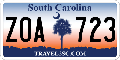 SC license plate ZOA723