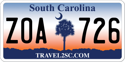 SC license plate ZOA726