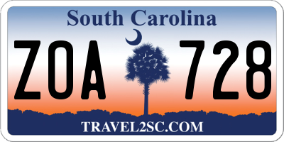 SC license plate ZOA728