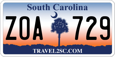 SC license plate ZOA729