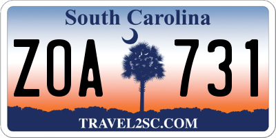 SC license plate ZOA731