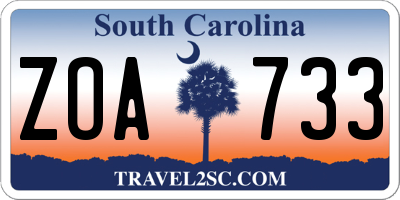 SC license plate ZOA733