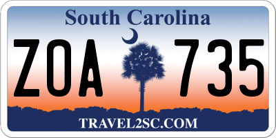 SC license plate ZOA735