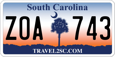 SC license plate ZOA743