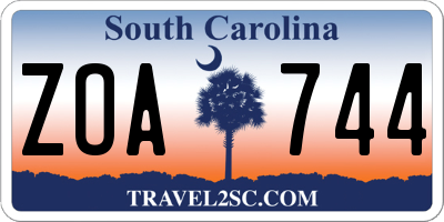 SC license plate ZOA744