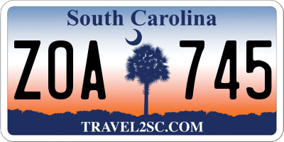SC license plate ZOA745