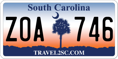 SC license plate ZOA746