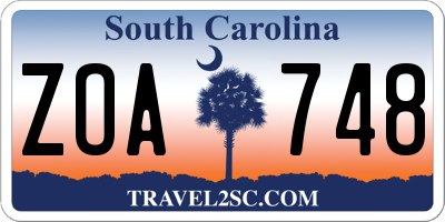 SC license plate ZOA748