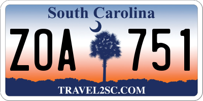 SC license plate ZOA751